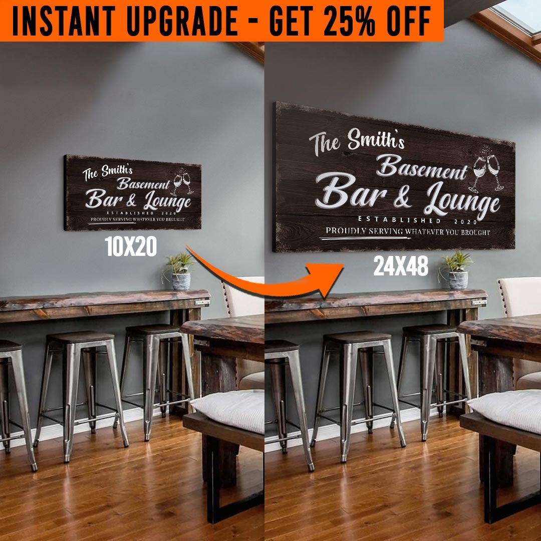 Upgrade Your 'Basement Bar and Lounge' (Style 3) Canvas To 24x48 Inches