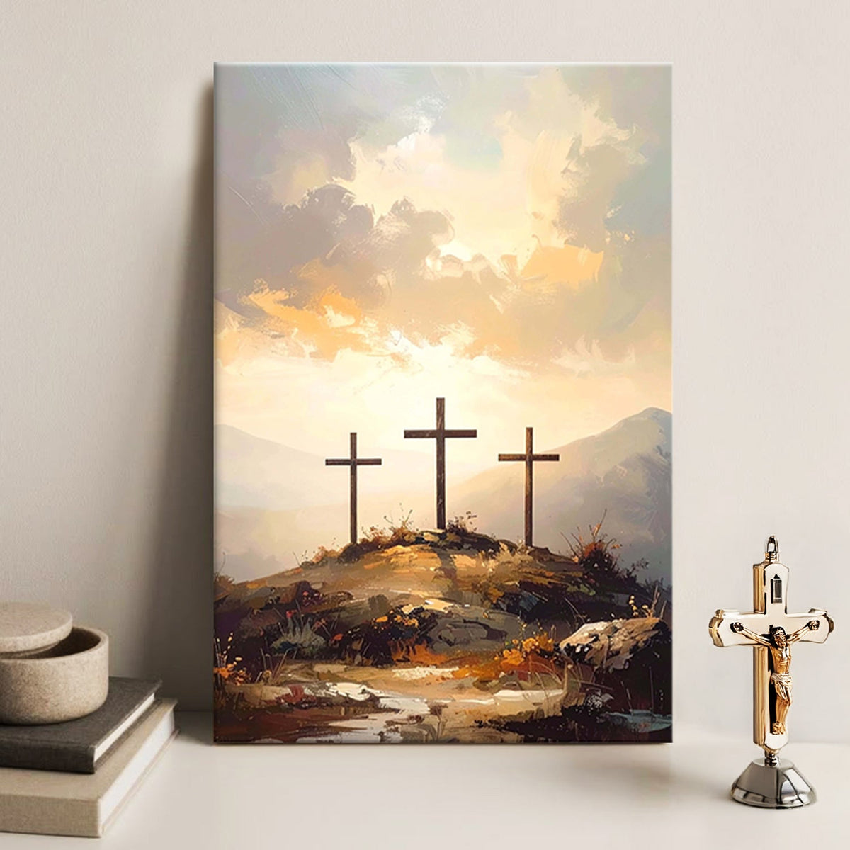 Three Crosses on Calvary Faith Wall Art