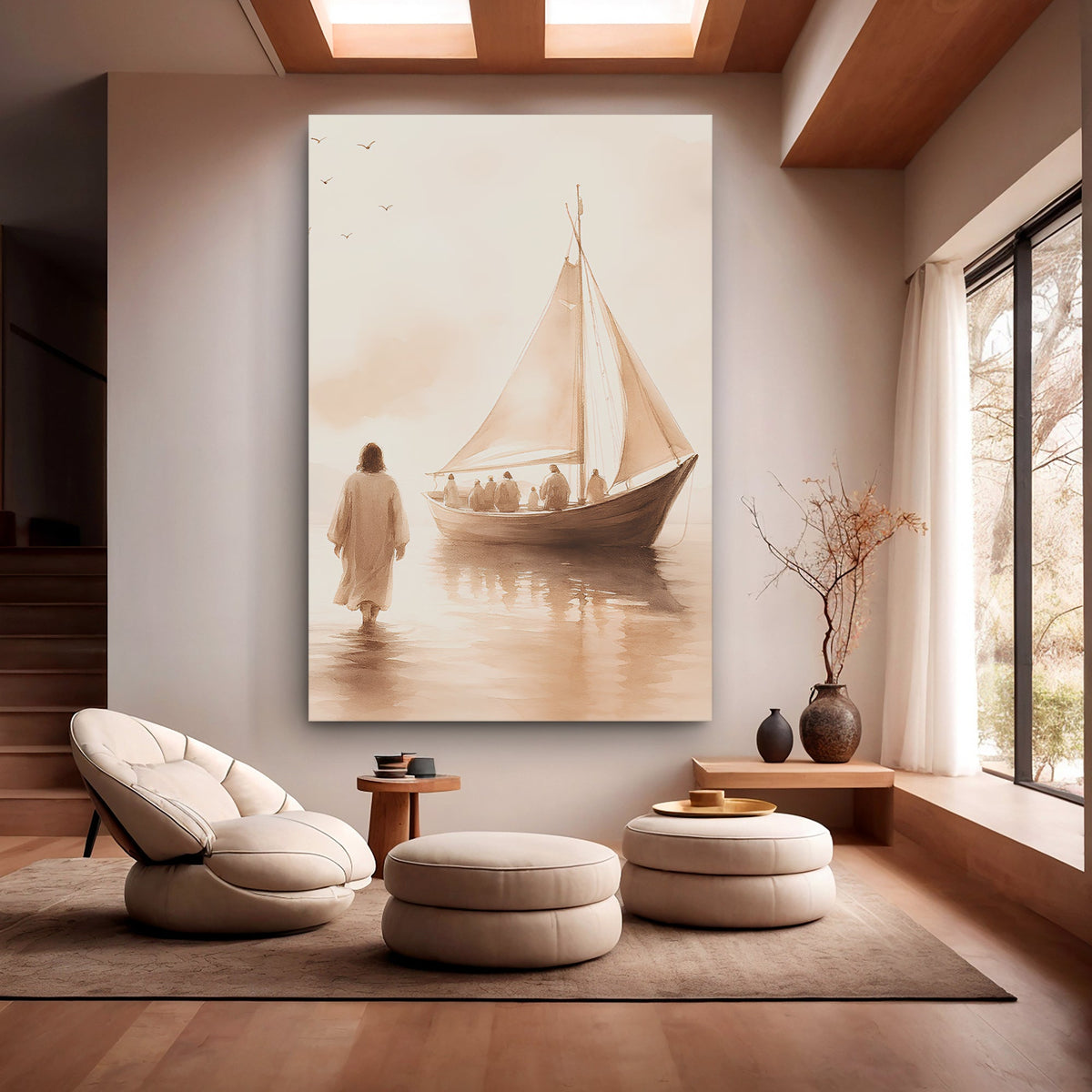 Jesus Christ Walking On Water Faith Wall Art VIII