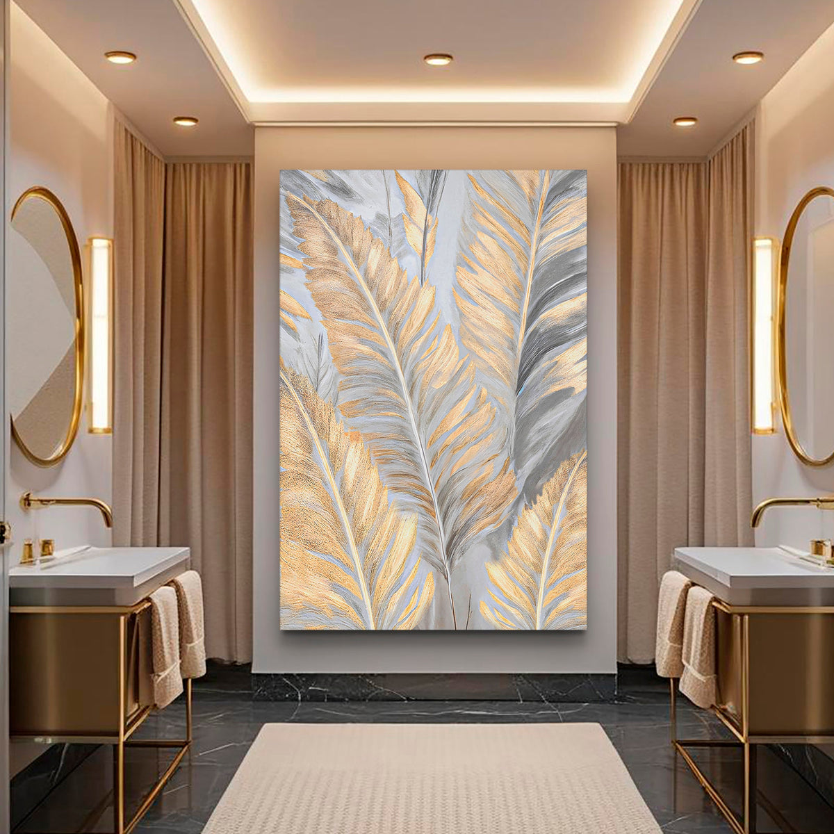 Luxury Gold and Silver Leaf Wall Art