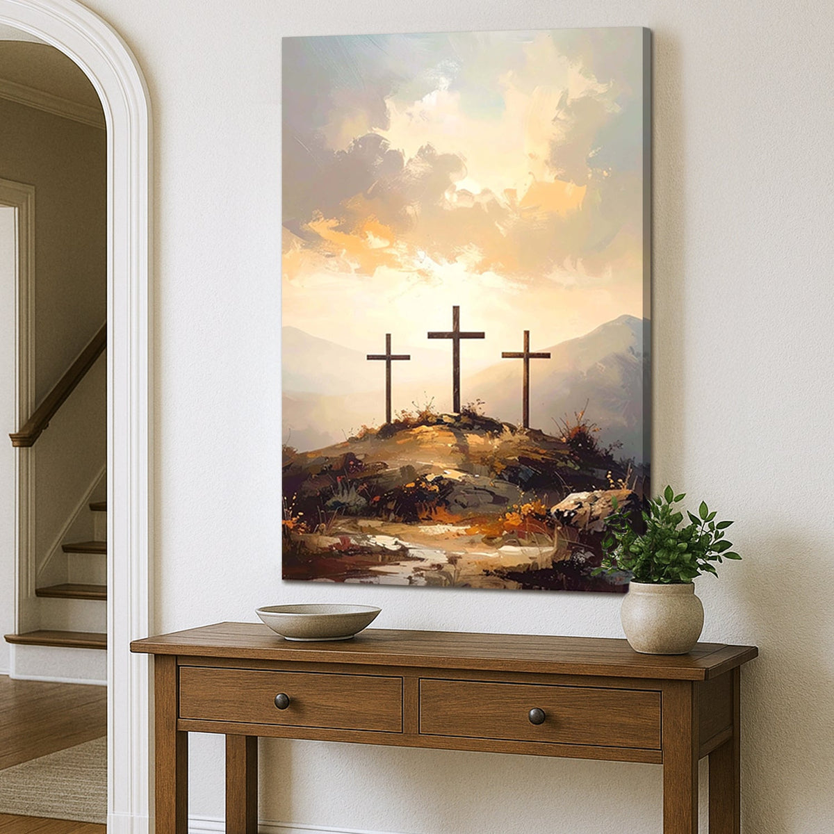 Three Crosses on Calvary Faith Wall Art