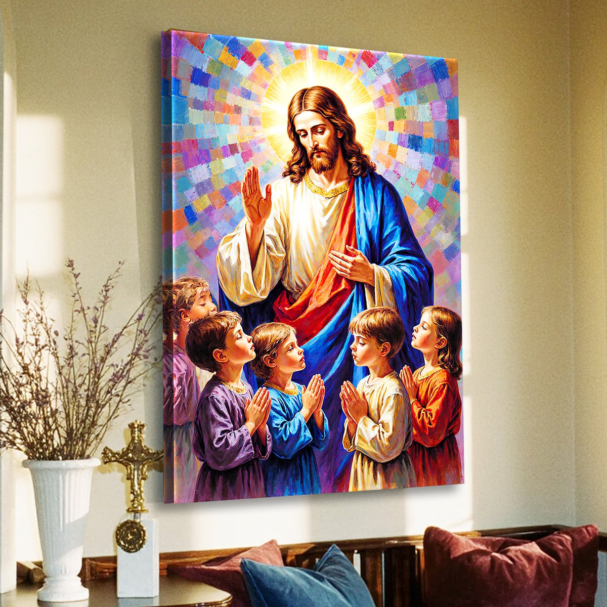 Jesus Praying With Kids Faith Wall Art