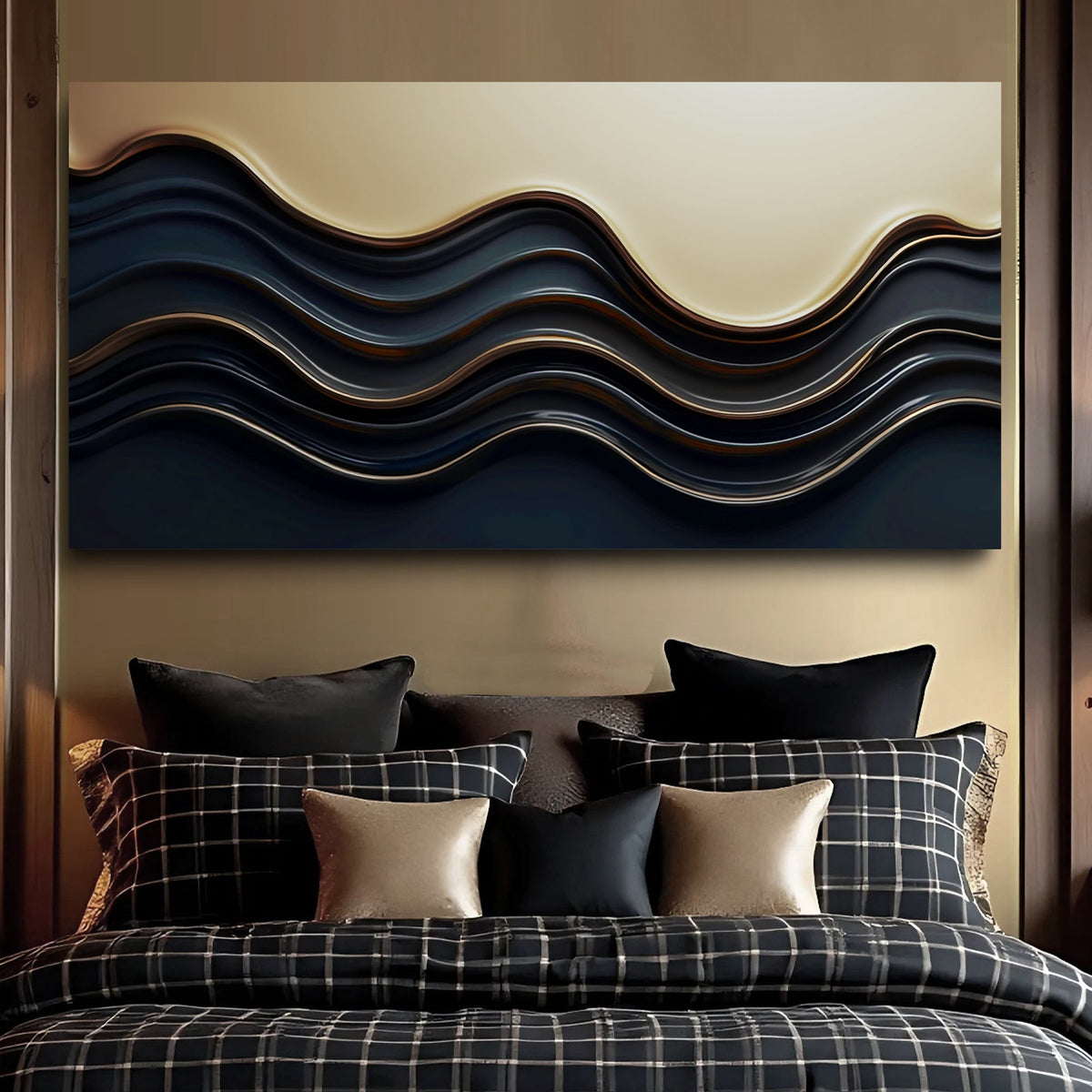 Black and Gold Minimalist Abstract Wall Art III