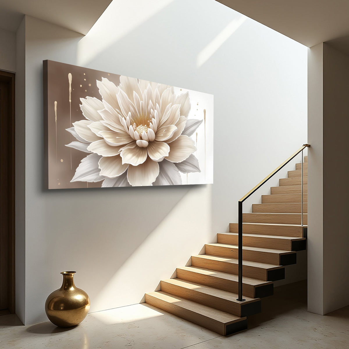 Single Beige Flower Abstract Wall Art