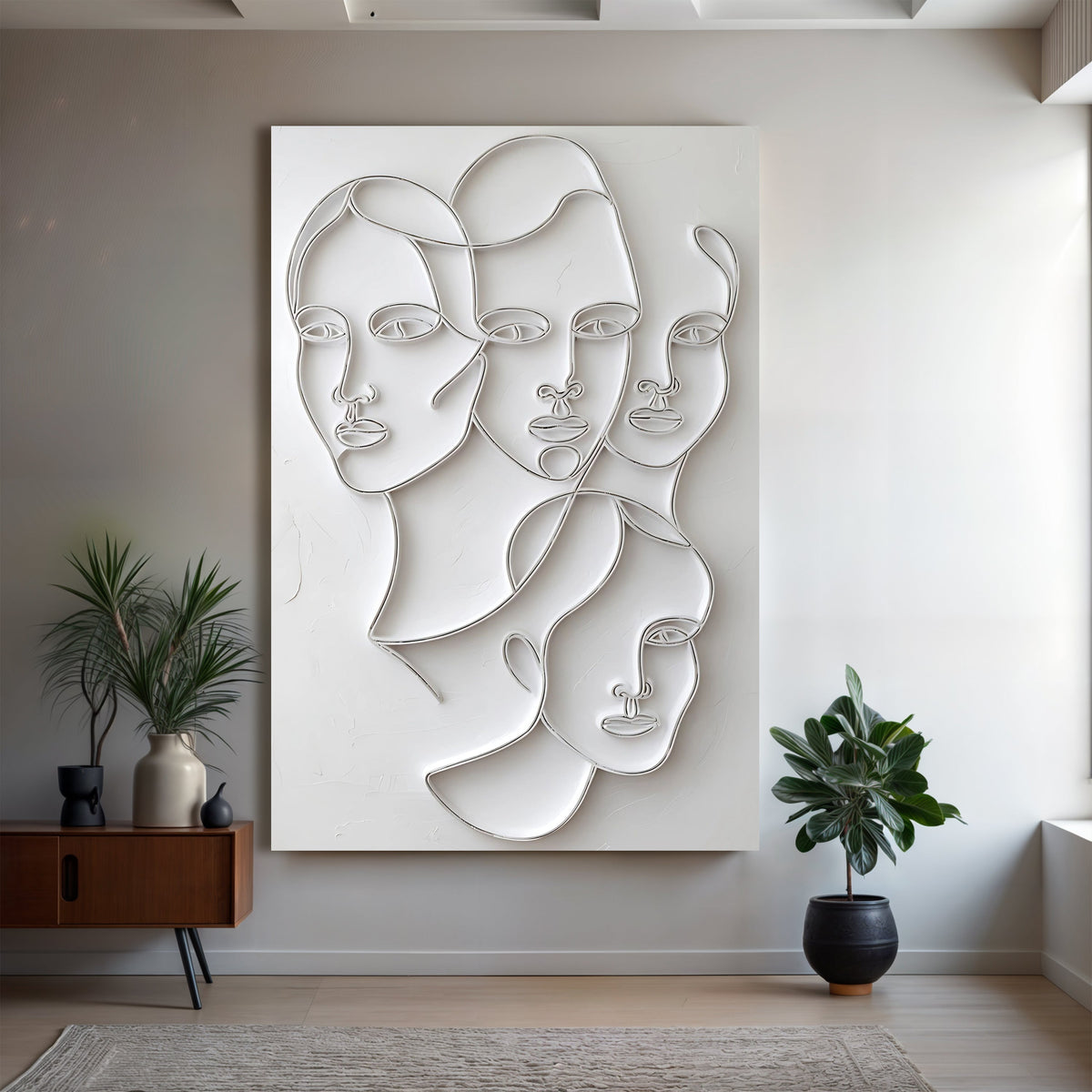 3D Minimalist Faces Wall Art