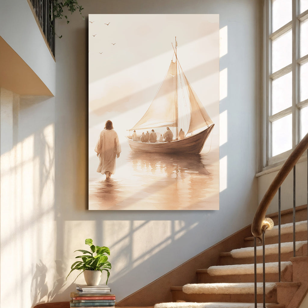 Jesus Christ Walking On Water Faith Wall Art VIII