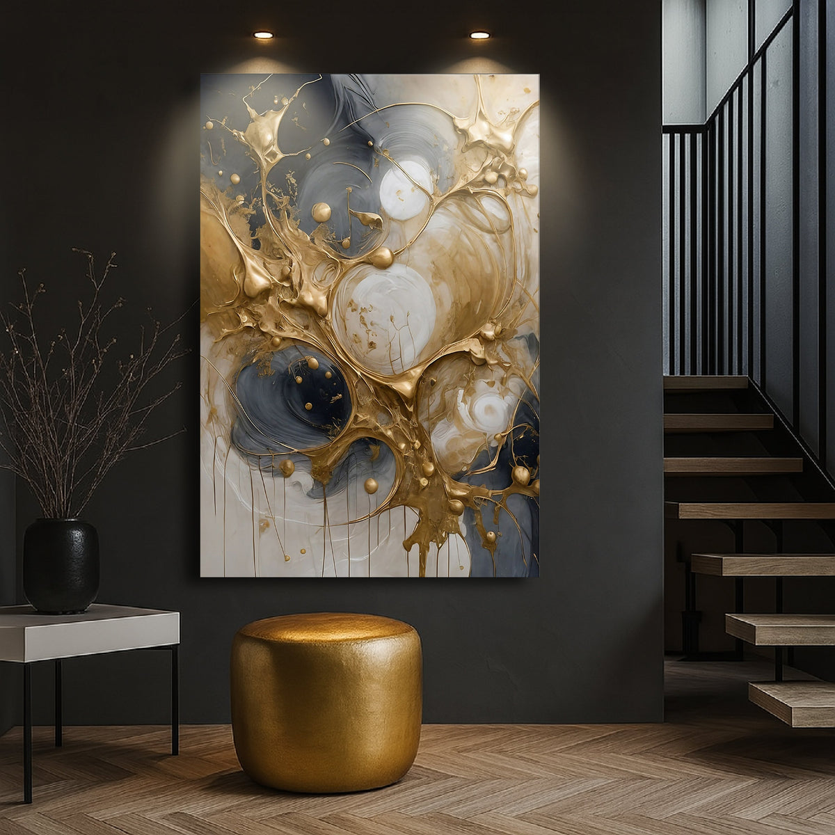 Black and Gold Splash Wall Art