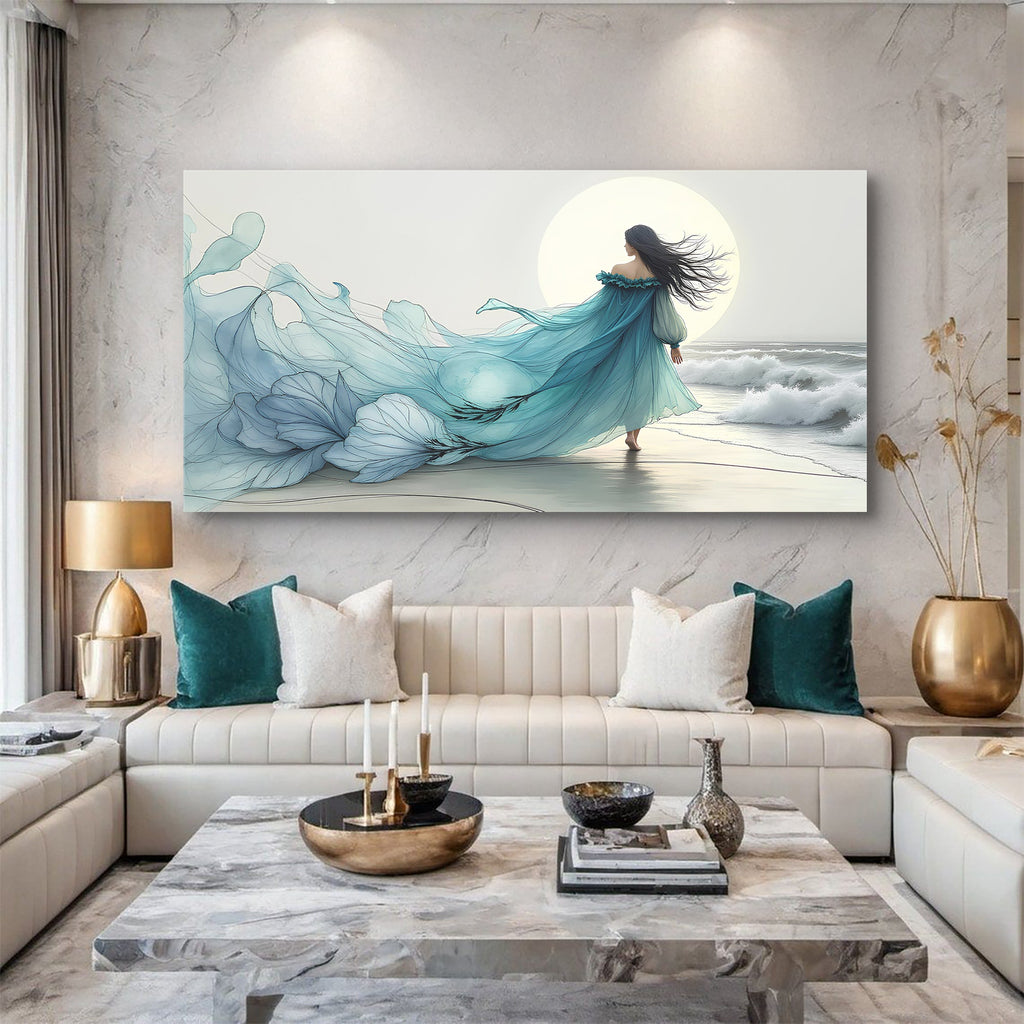 Swirling Winds by the Ocean Abstract Wall Art