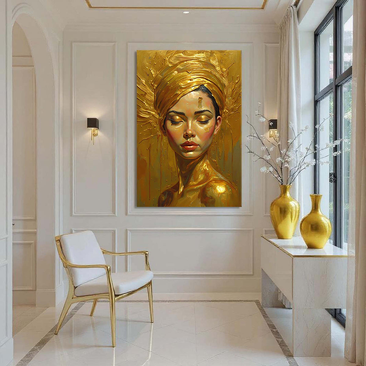 Woman's Golden Serenity Wall Art