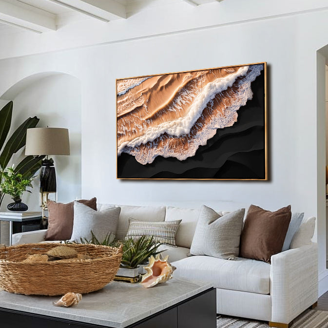 Amber Ocean Waves Wall Art