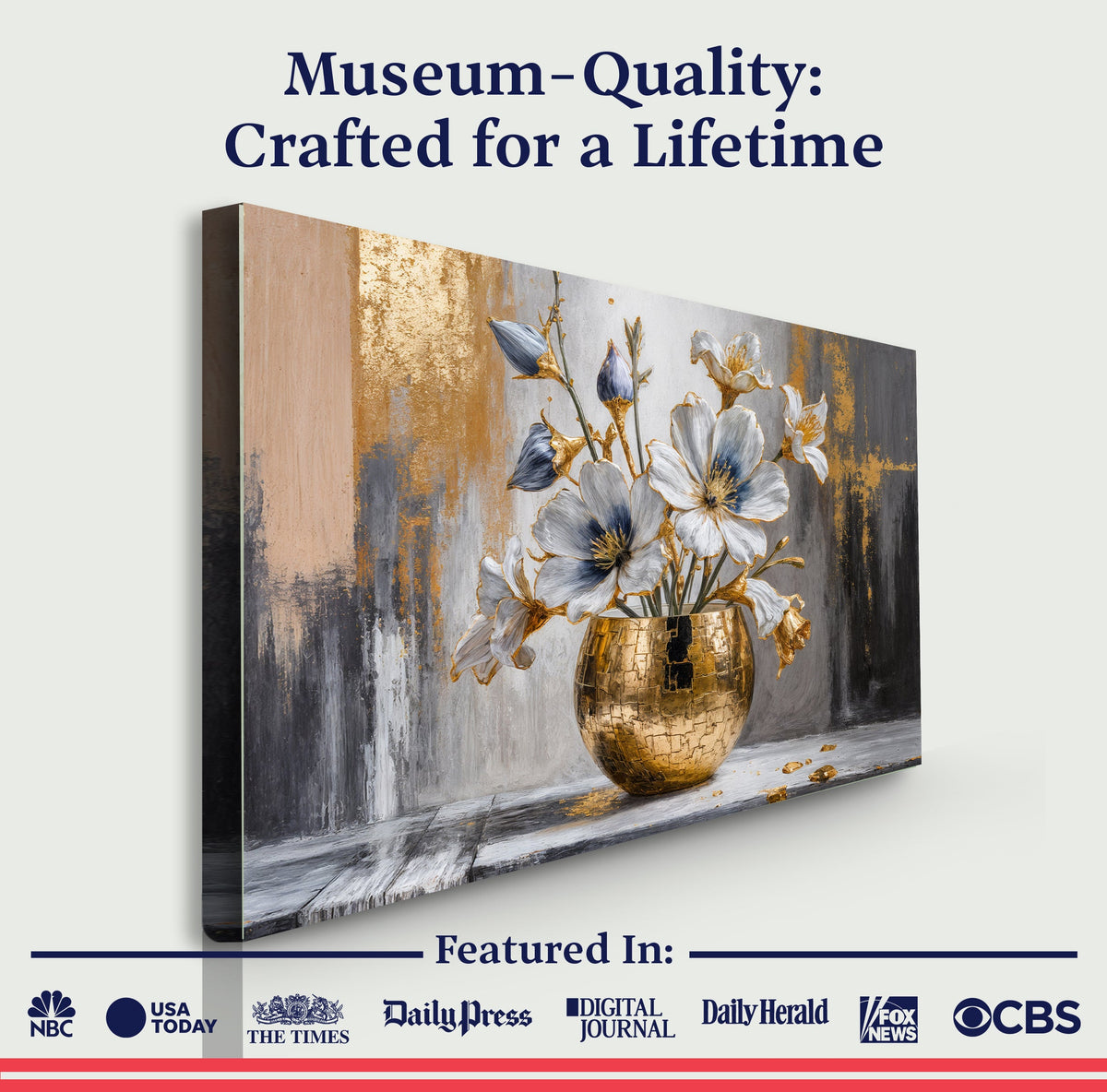 Magnolia Bloom in Gold Abstract Wall Art