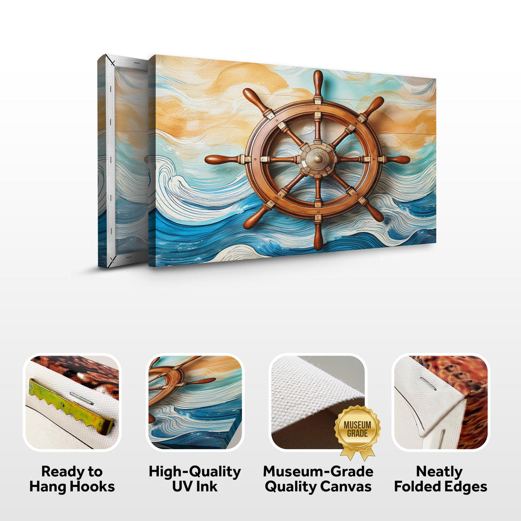 Sailboat Ship Wheel Coastal Wall Art II