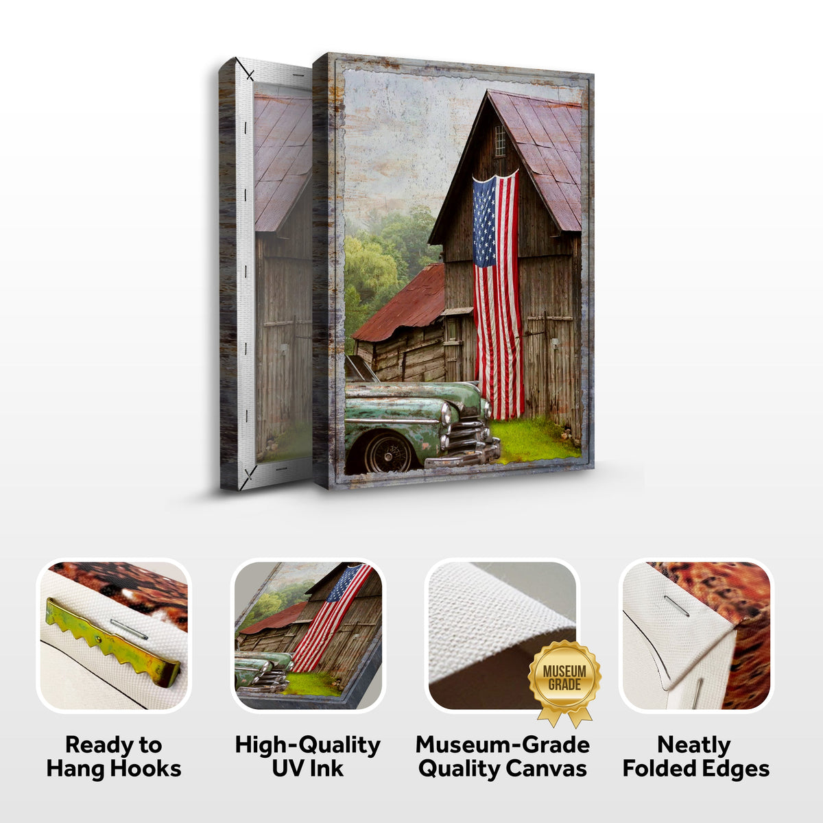 America Country Barn Canvas Wall Art