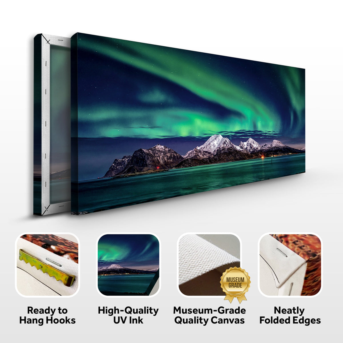 Lake And Northern Lights Canvas Wall Art