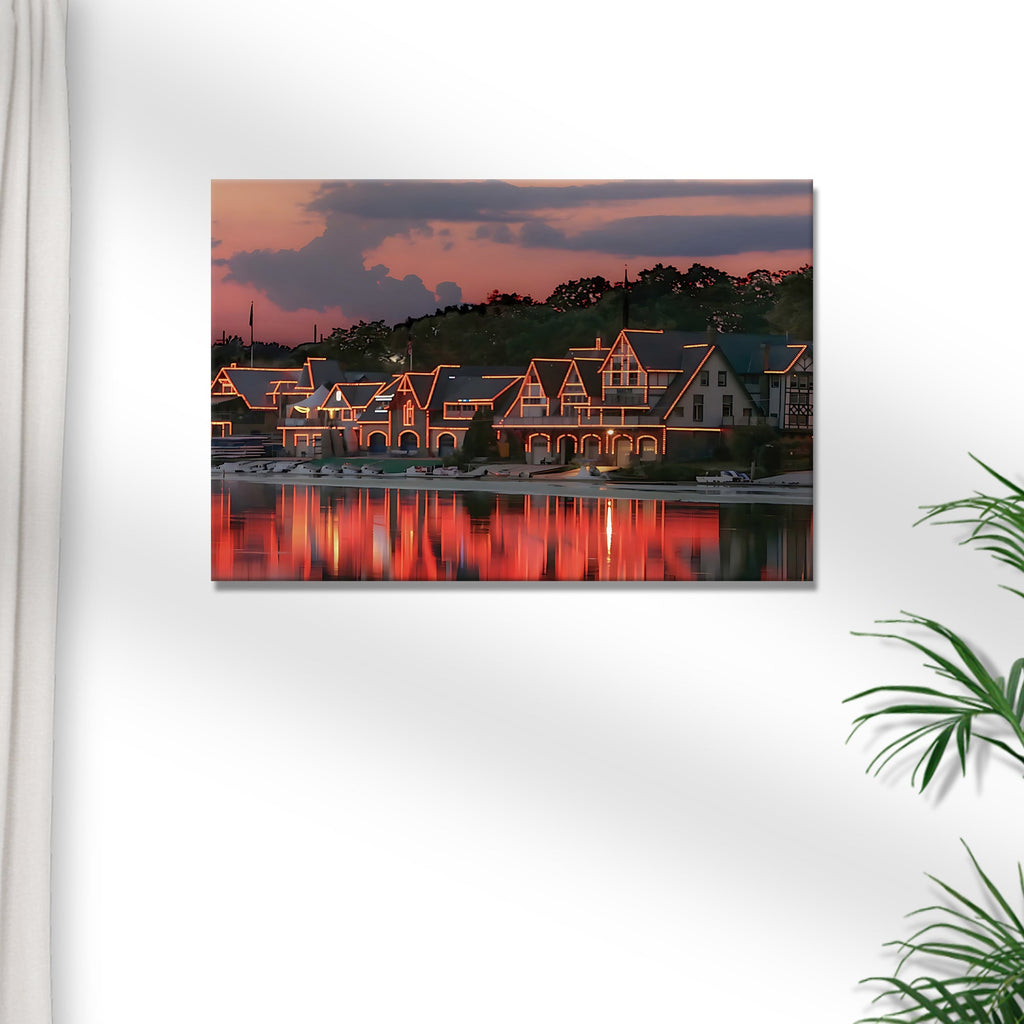 Houses Philadelphia Boathouse Row Canvas Wall Art