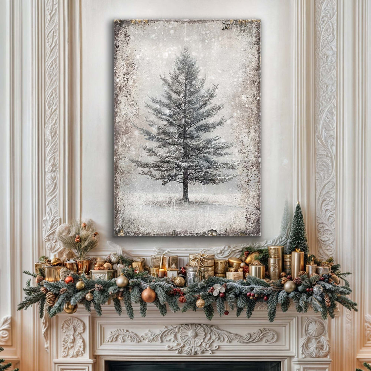 Vintage Christmas Tree Wall Art IX