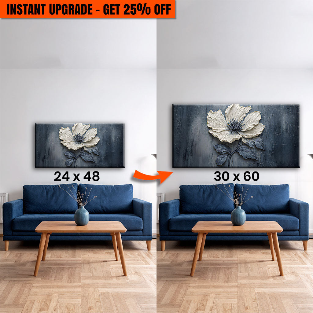 Upgrade Your 48x24 Inches 'Floral Clay Relief Wall Art' Canvas To 60x30 Inches