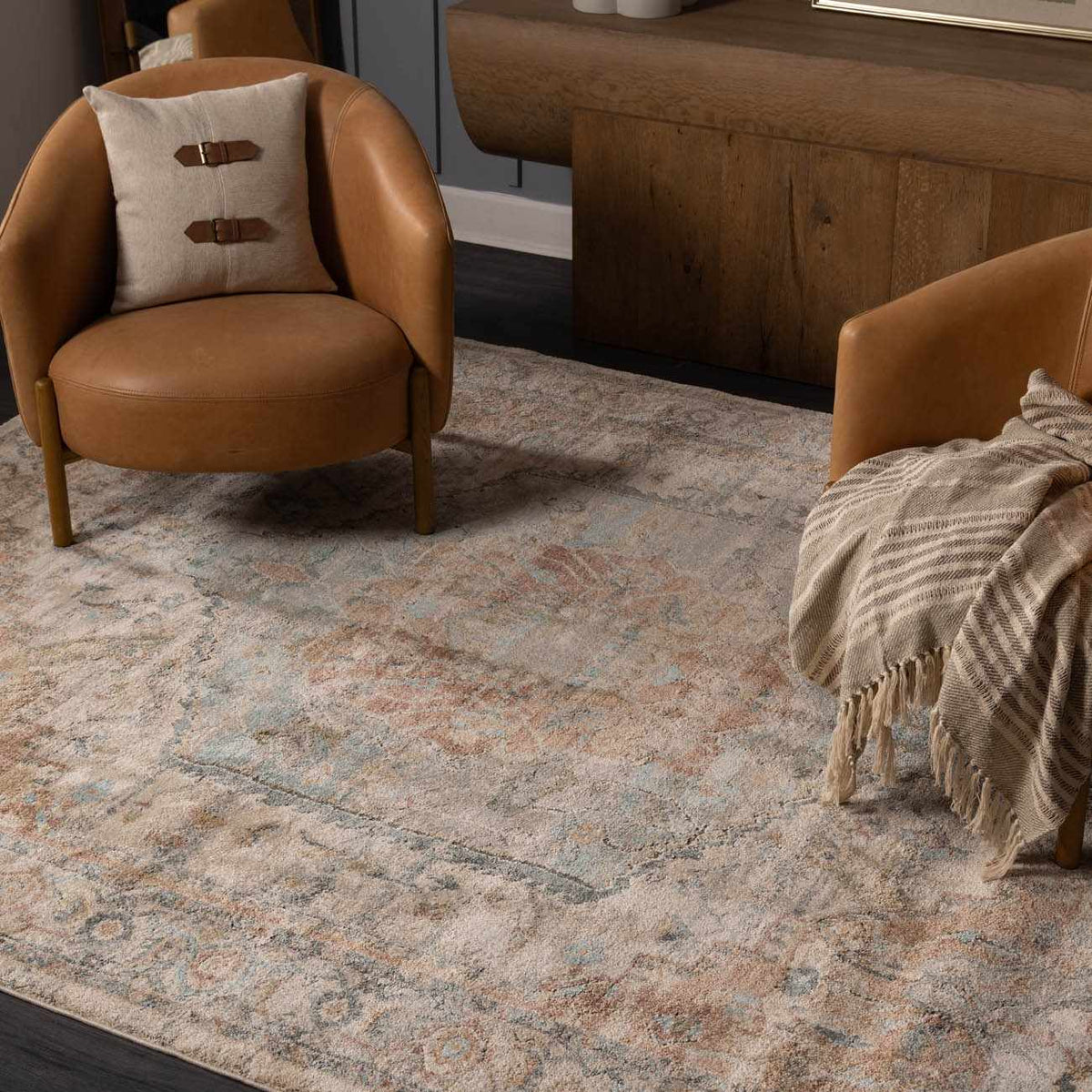 Vaeda Blue & Beige Thick Luxe Rug