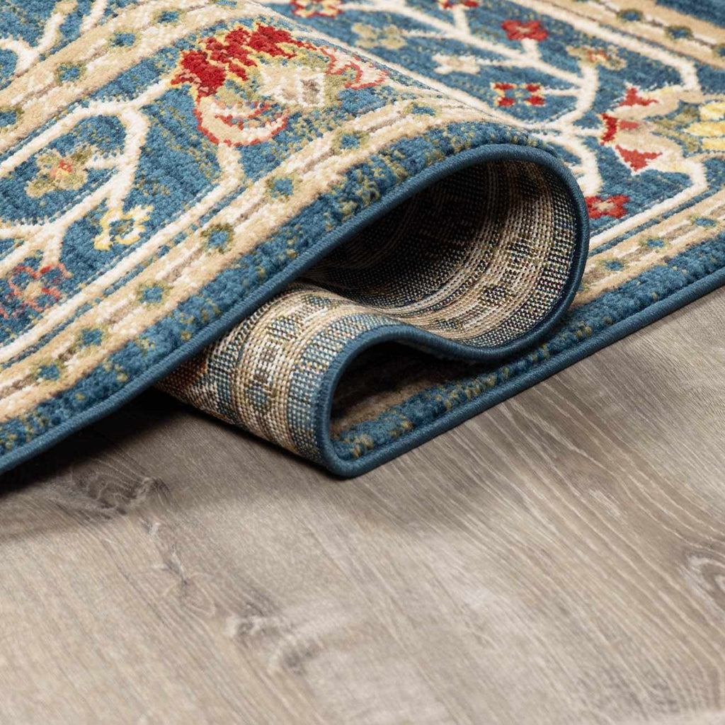 Neola Navy Blue Damask Area Rug