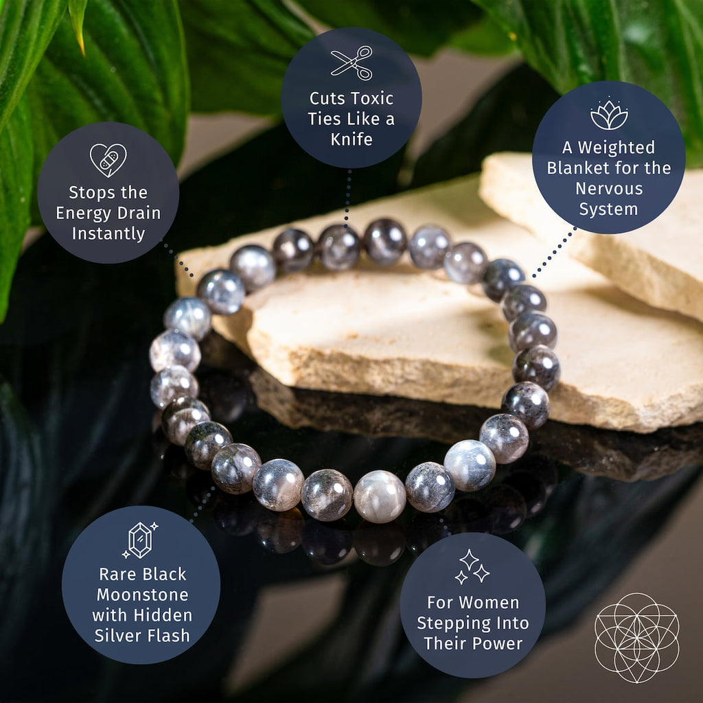 The Empath’s Cord Cutter – Black Moonstone Bracelet