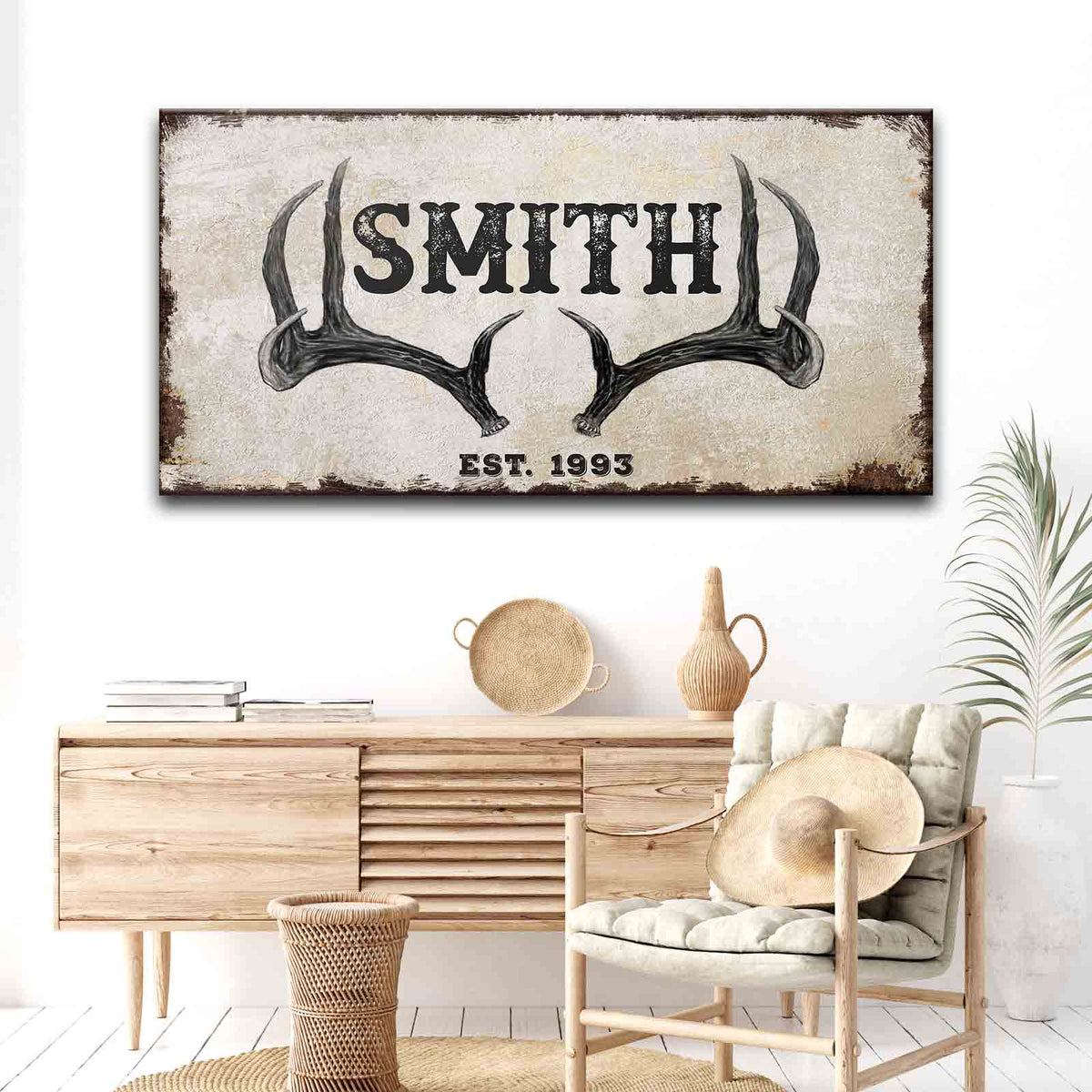 Rustic Family Antler Sign II