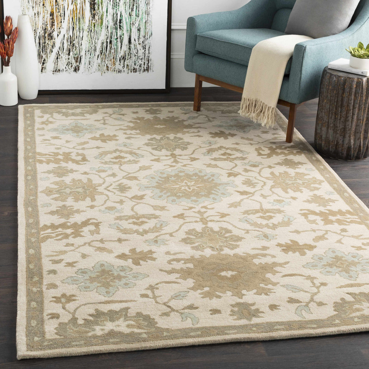 Hazen 1197 Hand Tufted Light Beige Wool Rug