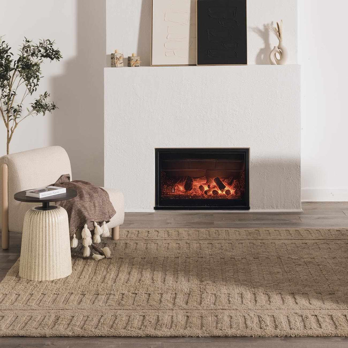 Washable Handmade Wool Rug - Brown - Clearance