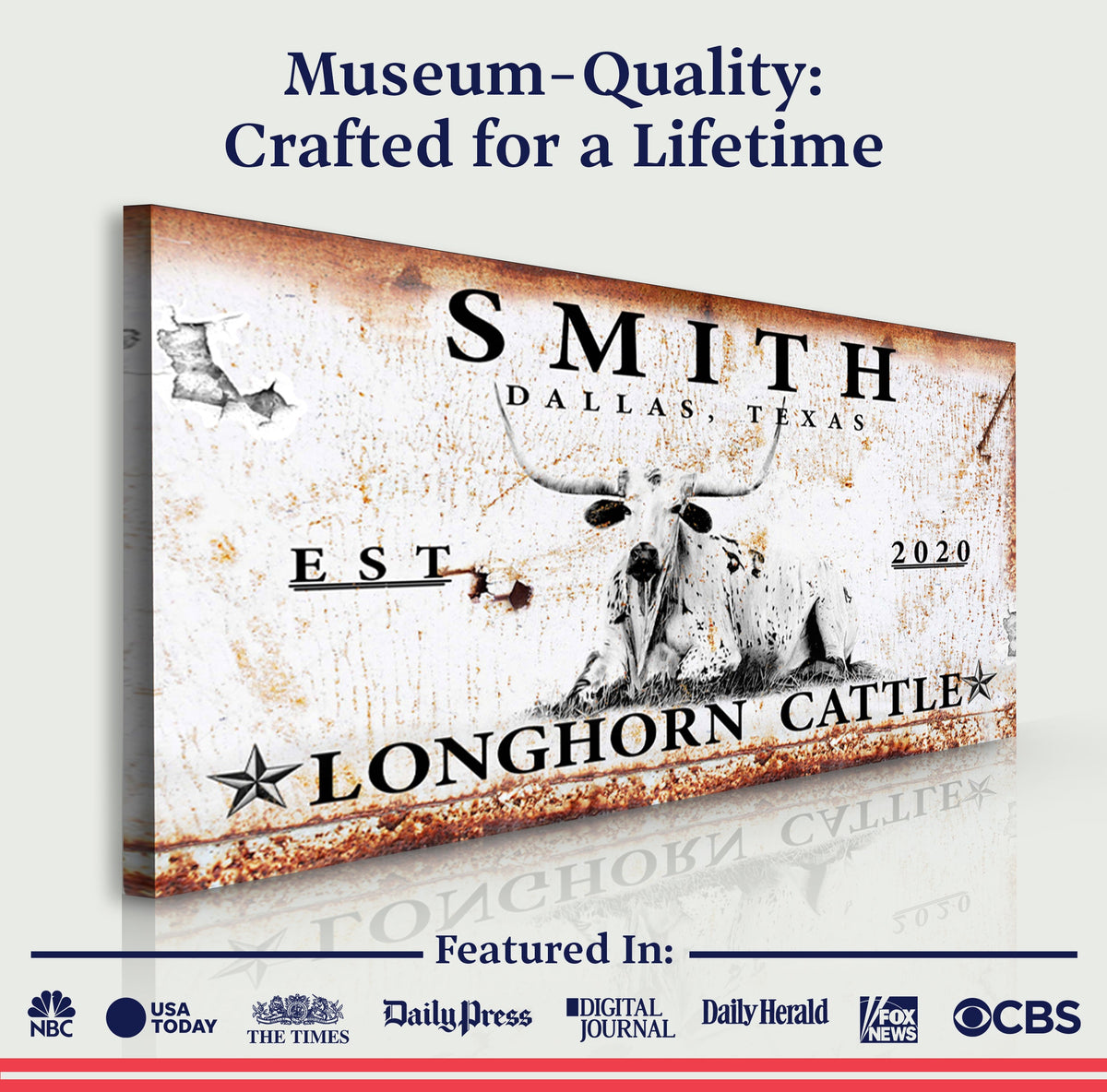 Longhorn Rustic Cattle Sign