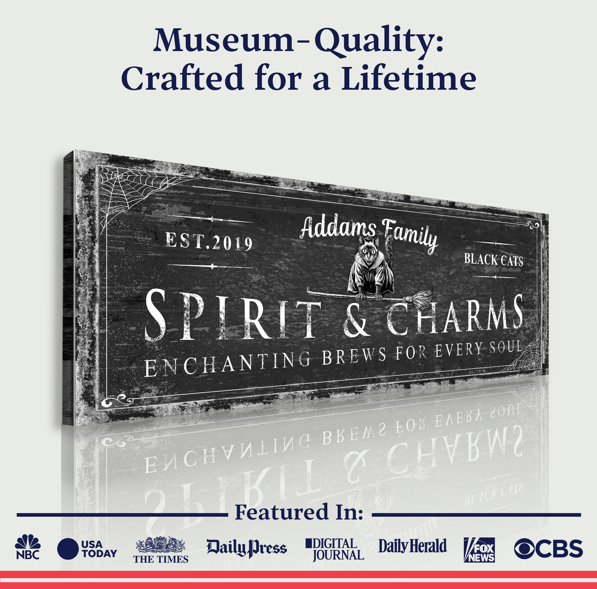 Black Cat’s Spirits & Charms Bar Halloween Sign