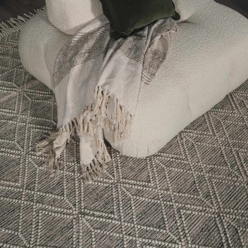 Ramsbury Beige Trellis Wool Rug