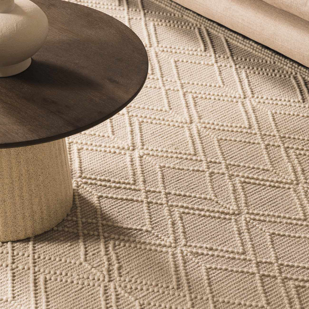 Ramsbury Beige Trellis Wool Rug