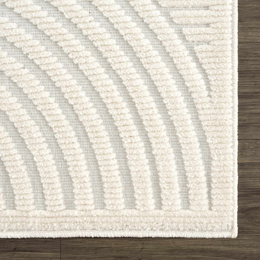 Deron White Washable 3D Rug