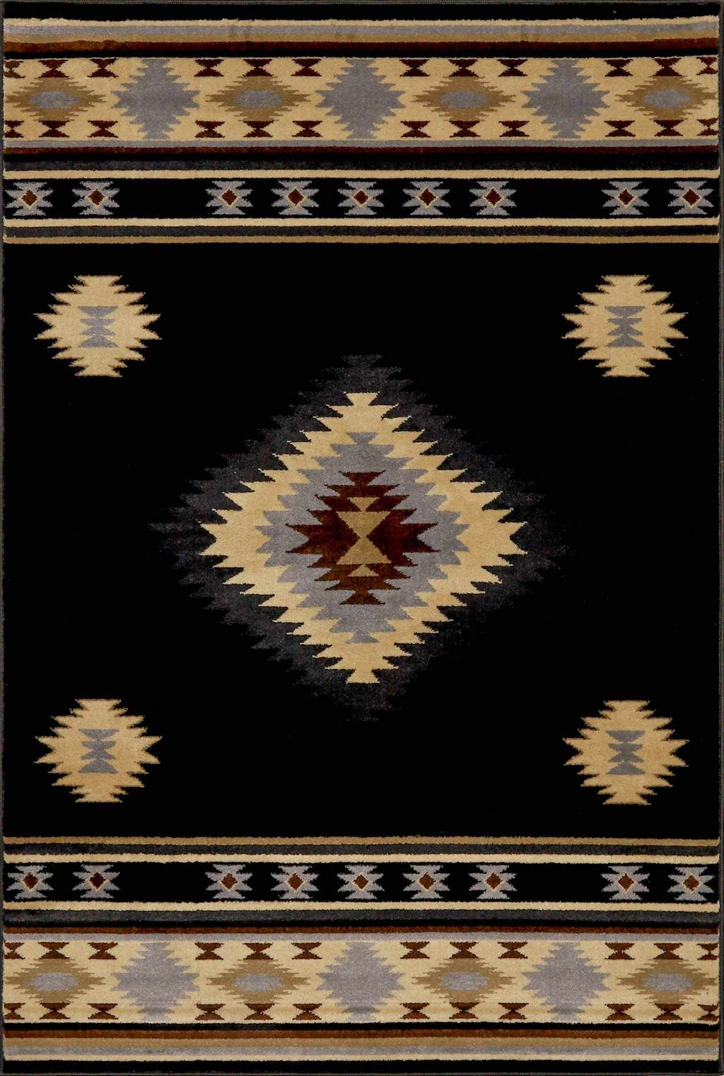 Buckhaven Black Southwestern Area Rug