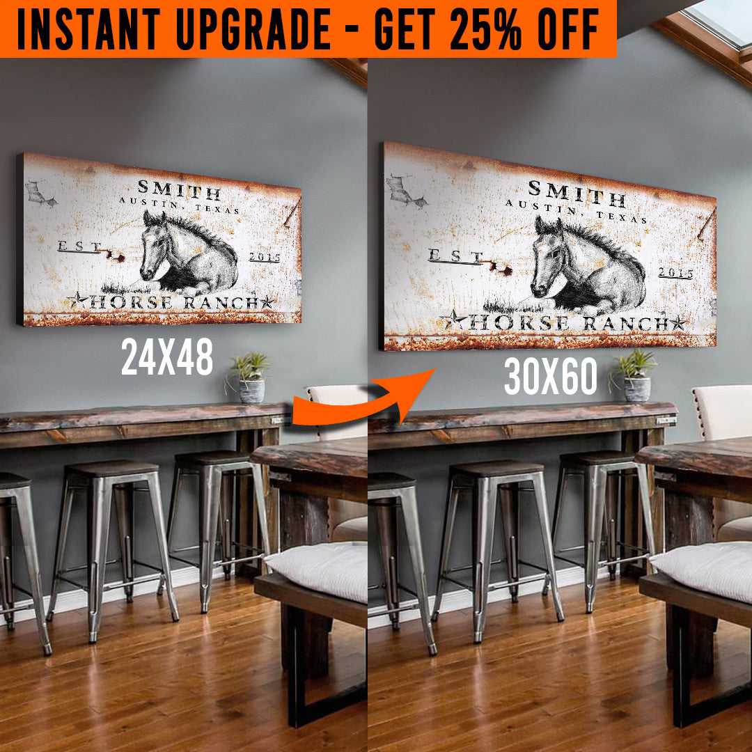 Upgrade Your 48x24 Inches 'Rustic Horse Ranch' (Style 3) Canvas To 60x30 Inches