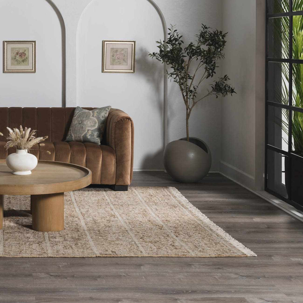 Rice Handcrafted Fringed Jute Carpet