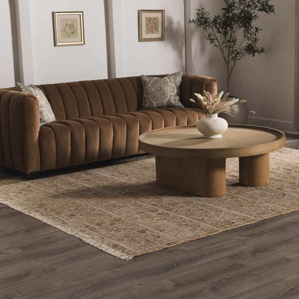 Rice Handcrafted Fringed Jute Carpet