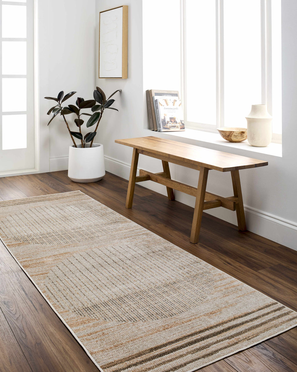 Thad Beige Washable Area Rug