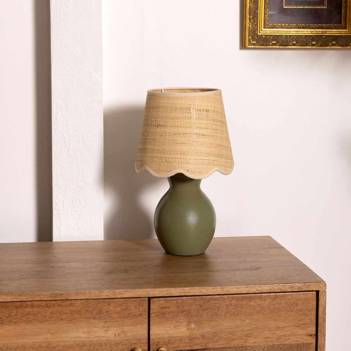 Salgareda Green Rattan Table Lamp