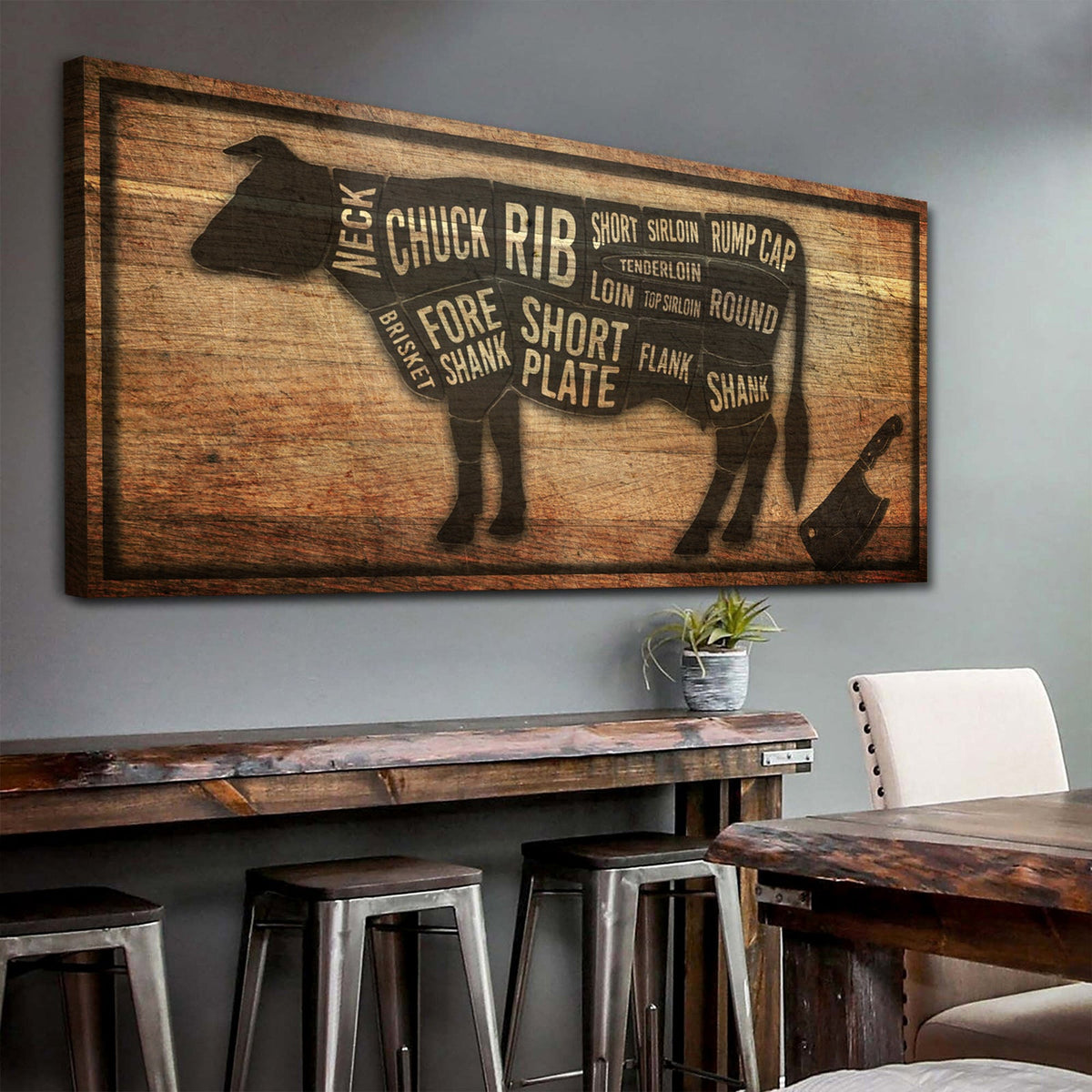 Cow Butcher Kitchen Sign II