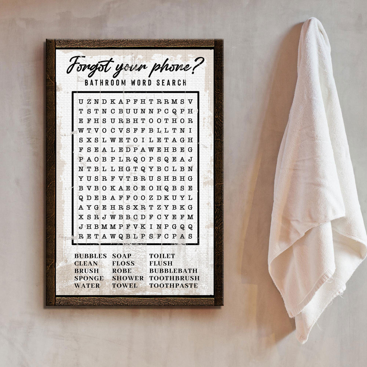 Bathroom Word Search Sign
