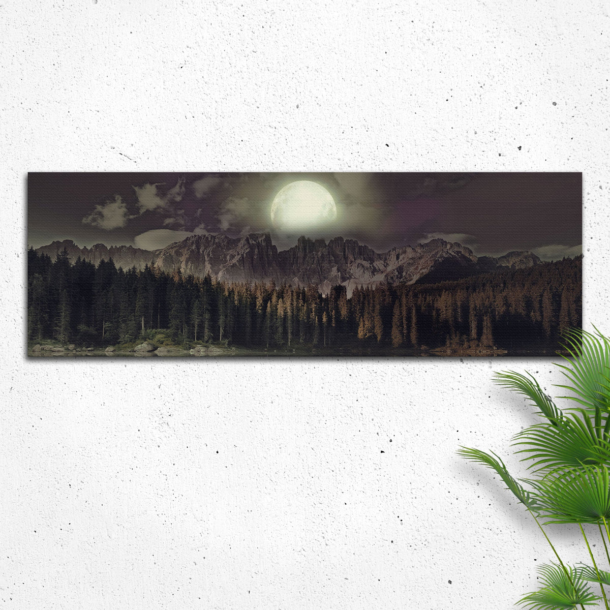 Full Moon Setting Canvas Wall Art