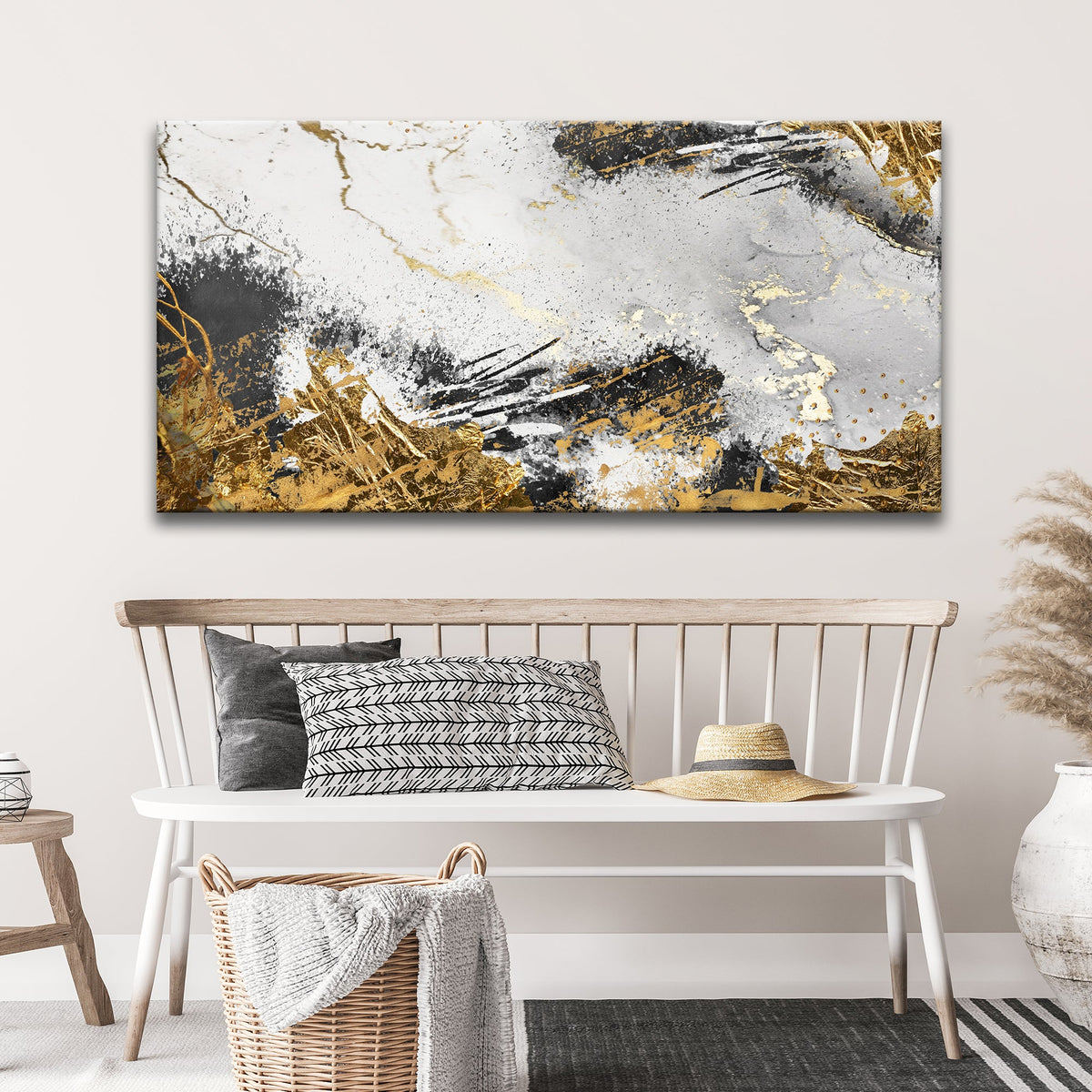 Sky Gold Abstract Painting Canvas Wall Art