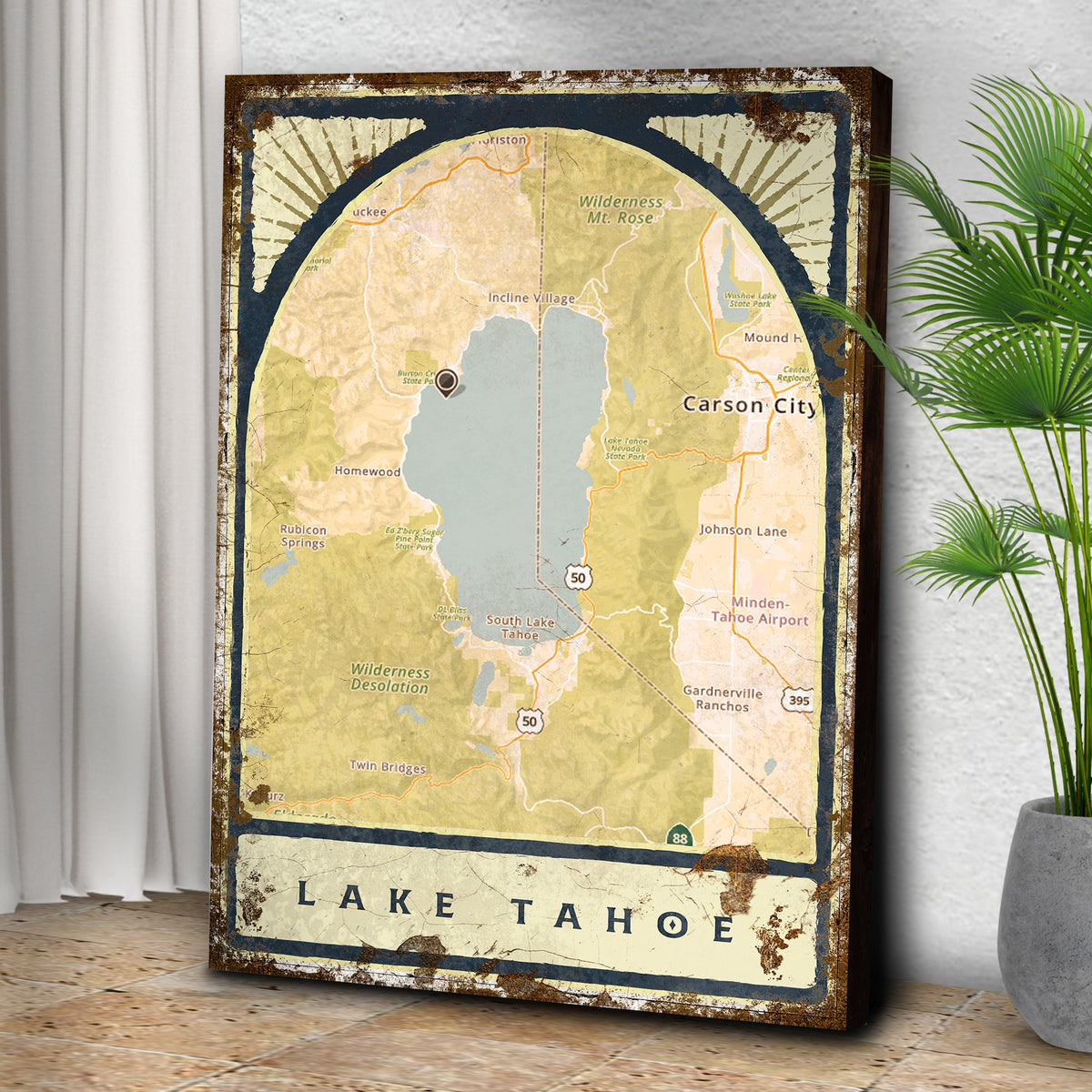 Lake Map Portrait Sign
