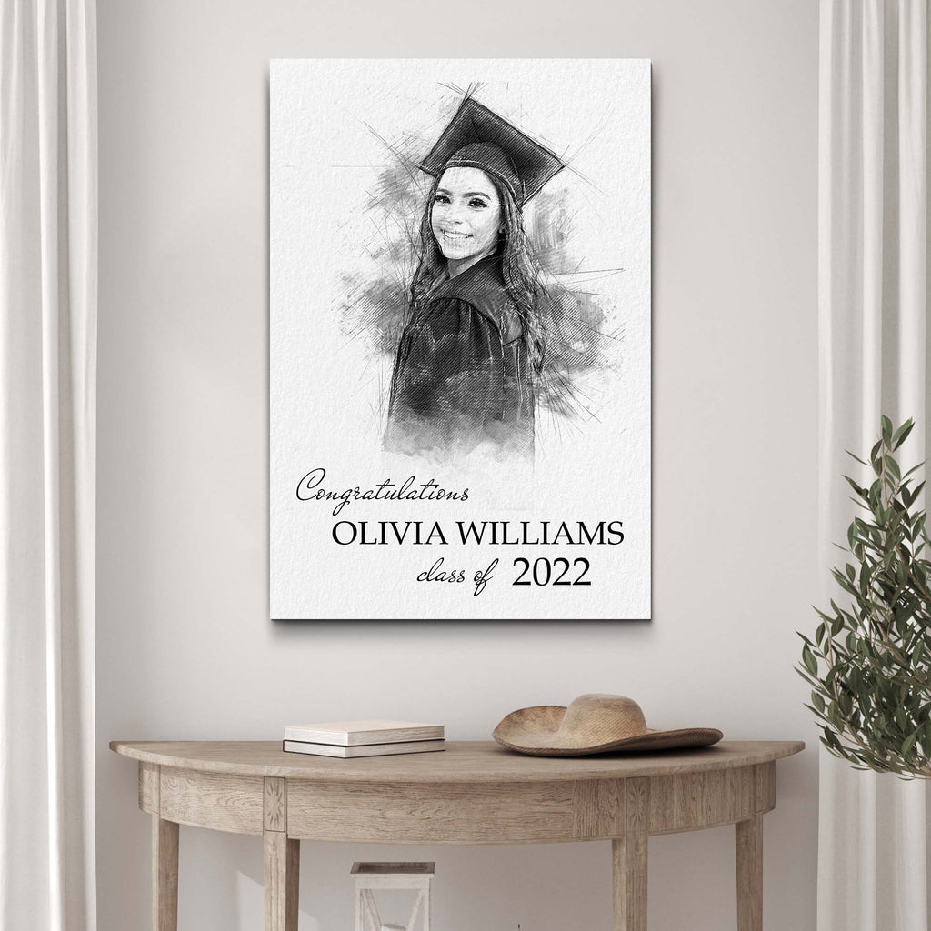 Graduation Photo Pencil Sketch Portrait Sign