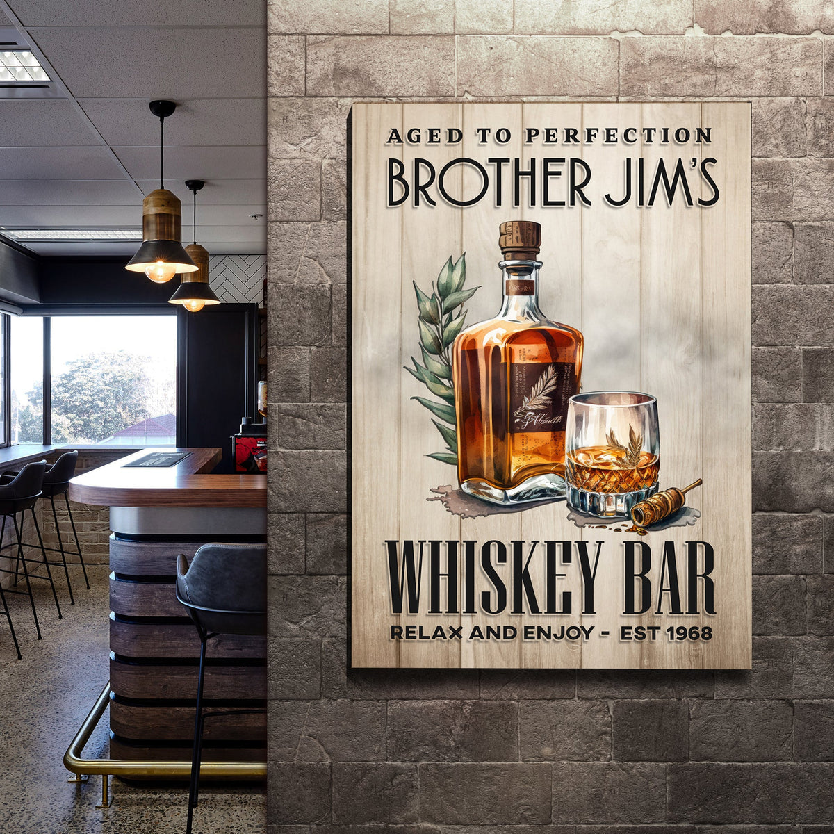 Aged To Perfection Whiskey Bar Sign