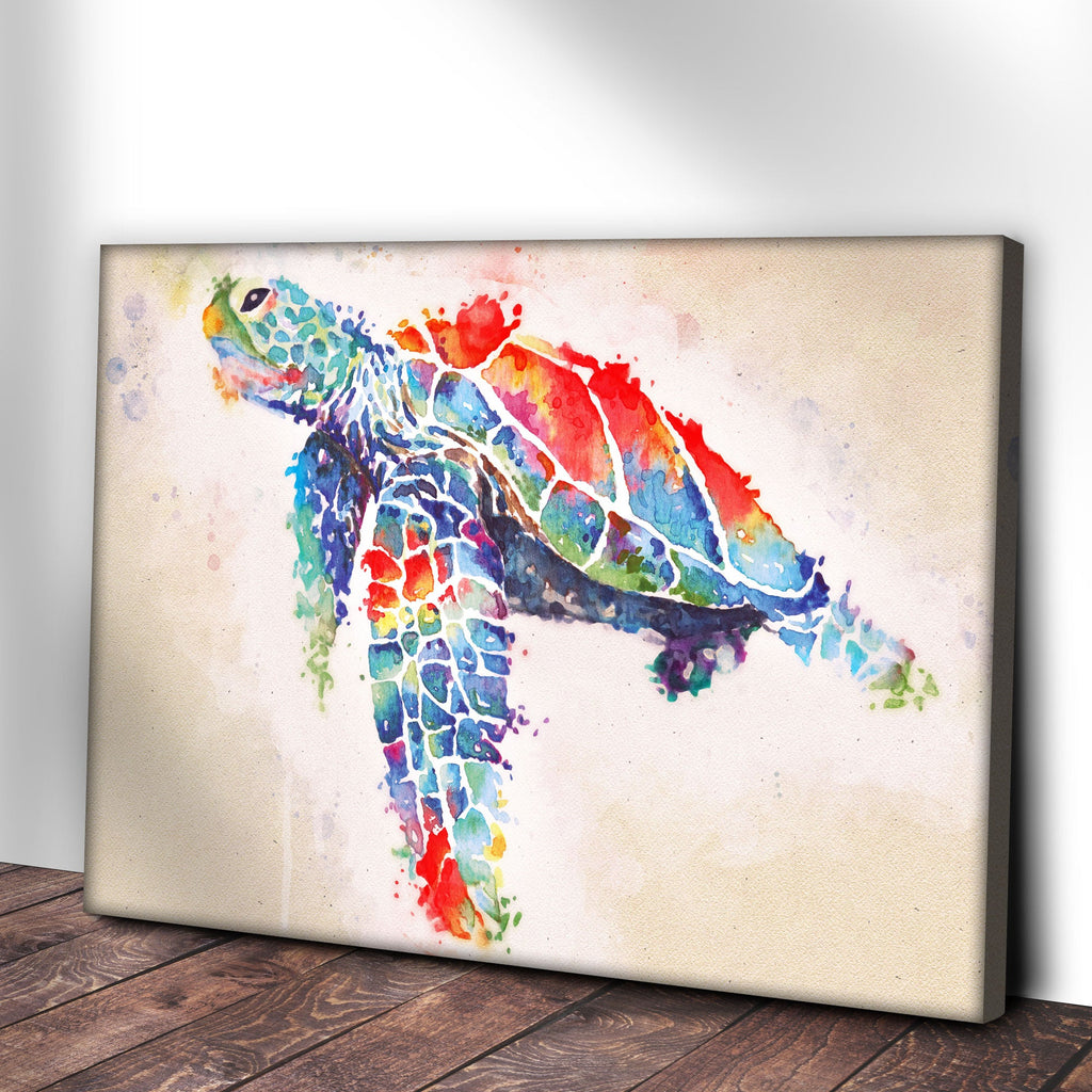 Coral Reef Sea Turtle Watercolor Canvas Wall Art