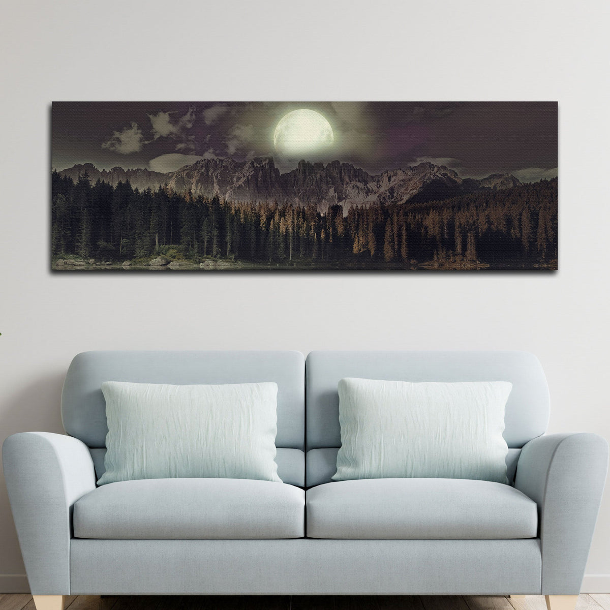 Full Moon Setting Canvas Wall Art