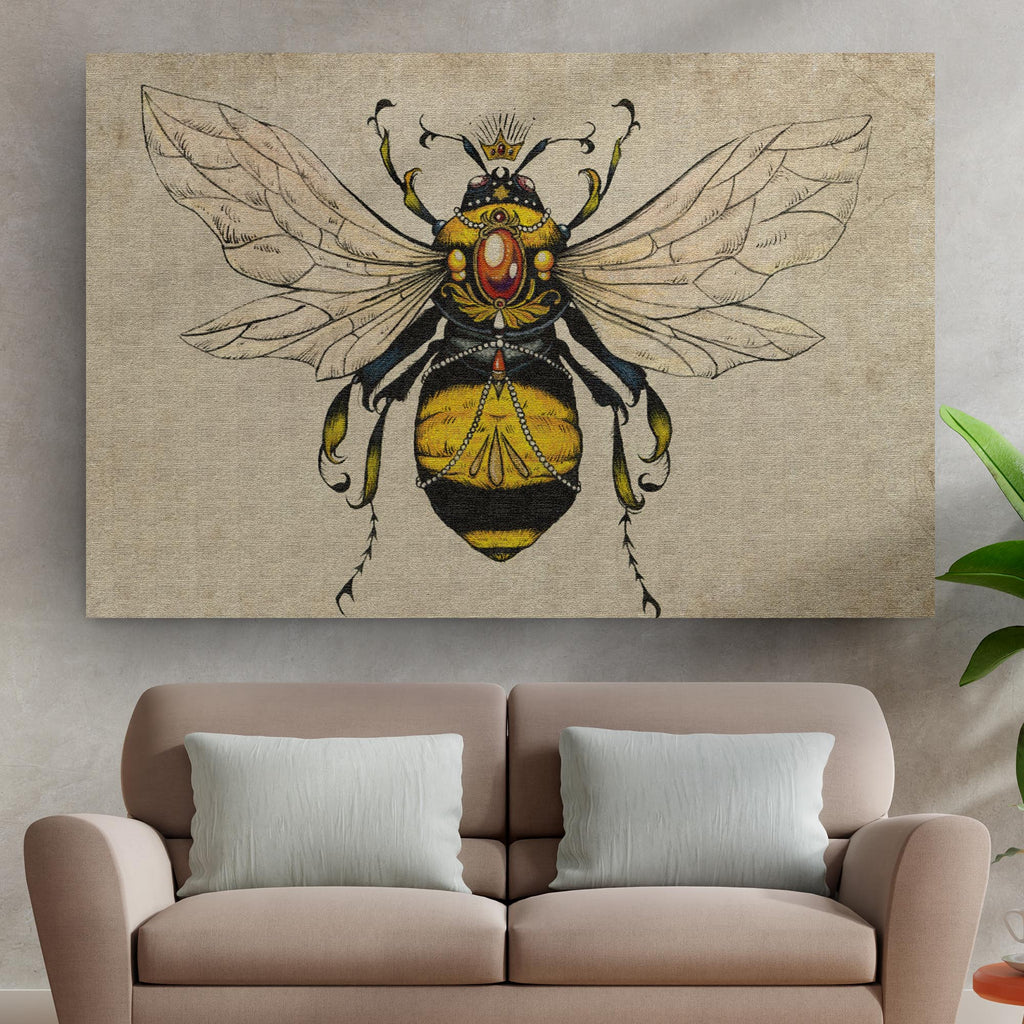 Vintage Queen Bee Canvas Wall Art