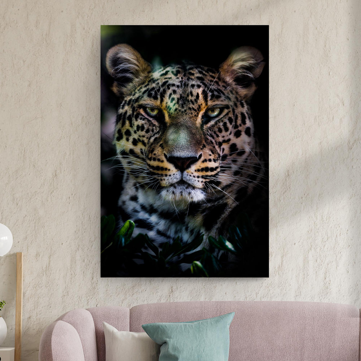 Sneaky Jungle Leopard Portrait Canvas Wall Art
