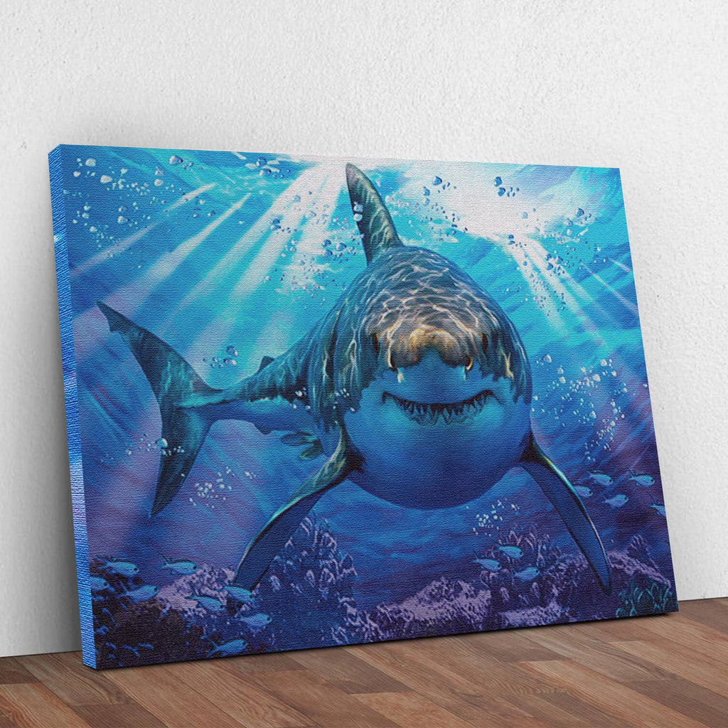 Underwater White Shark Canvas Wall Art